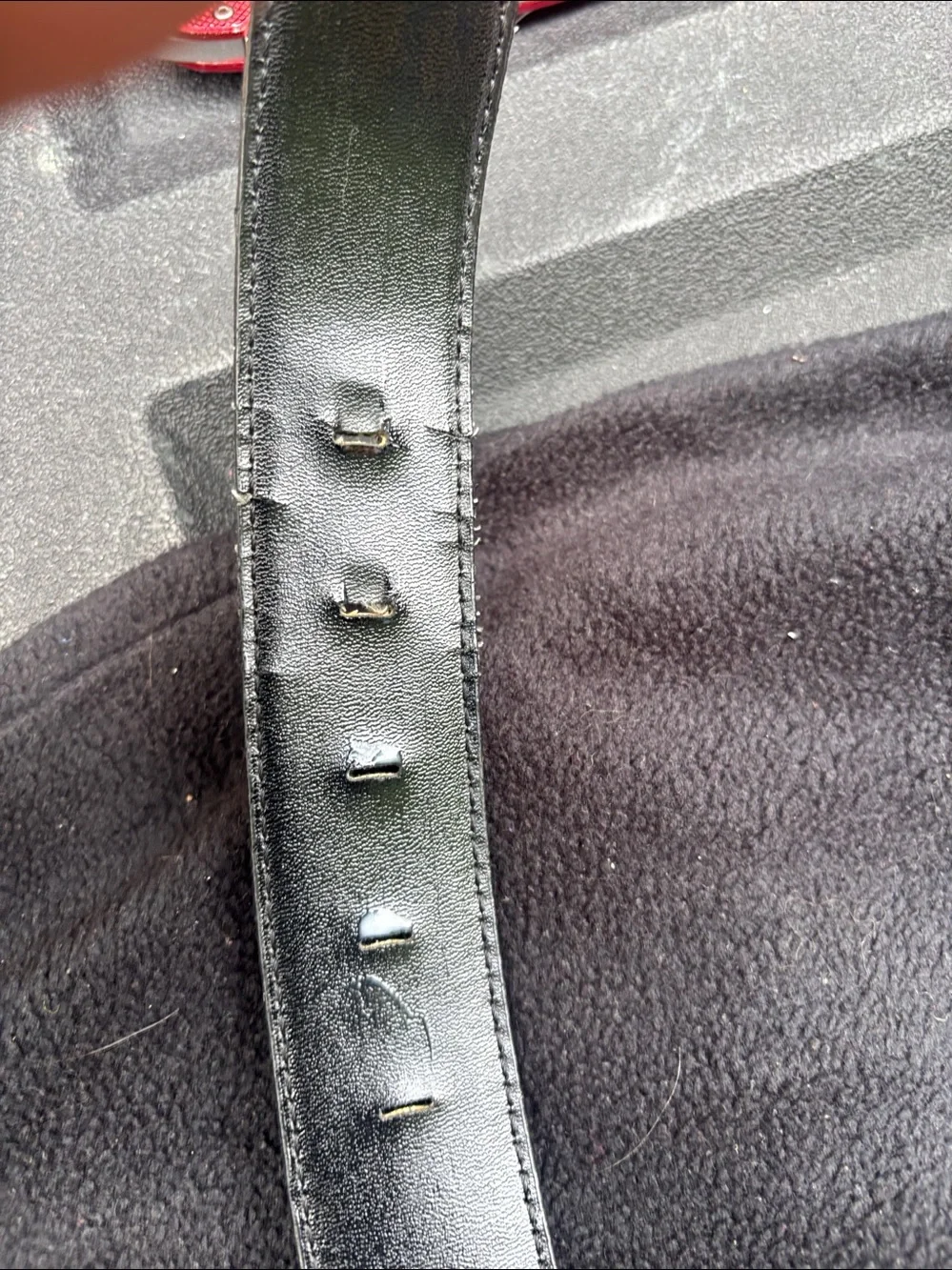 Liz Claiborne Black Leather Dress Belt with Gold Foil Branding Vintage